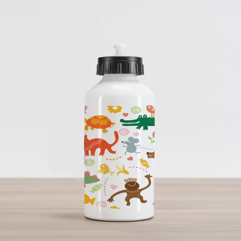 Jolly Cartoon Animals Aluminum Water Bottle