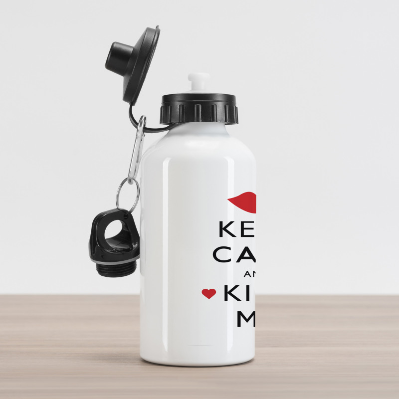 Kiss Me Red Hearts Aluminum Water Bottle