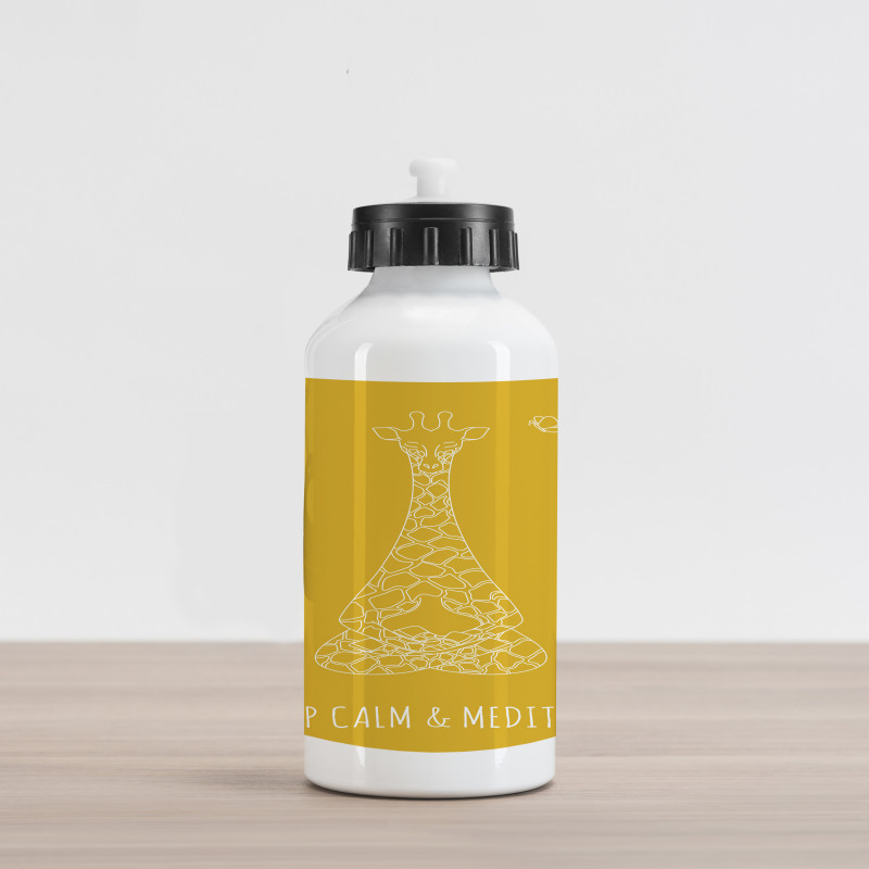 Meditating Giraffe Aluminum Water Bottle