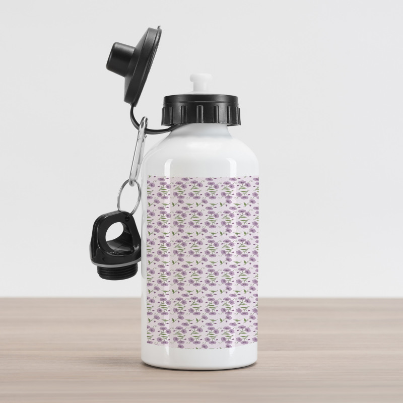 Retro Violets Buds Aluminum Water Bottle