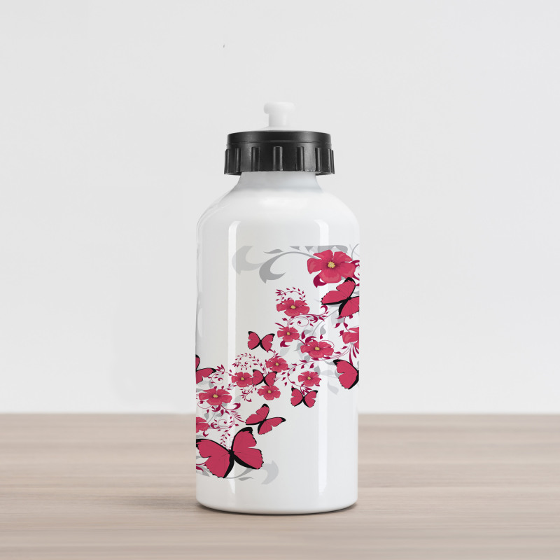 Flower Butterfly Aluminum Water Bottle