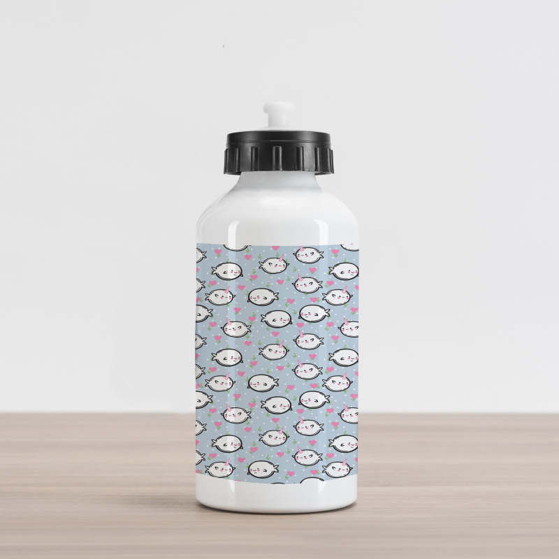 Cartoon Whales Hearts Aluminum Water Bottle