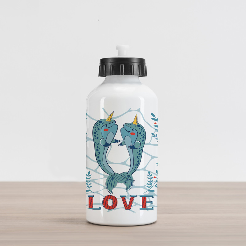 Whales in Love Design Aluminum Water Bottle