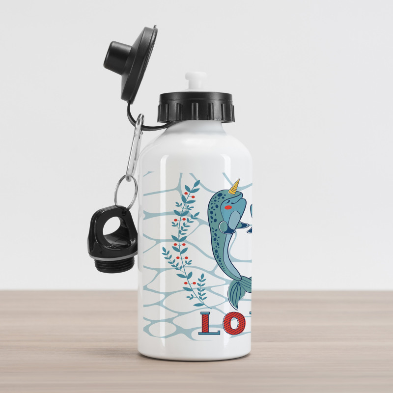 Whales in Love Design Aluminum Water Bottle