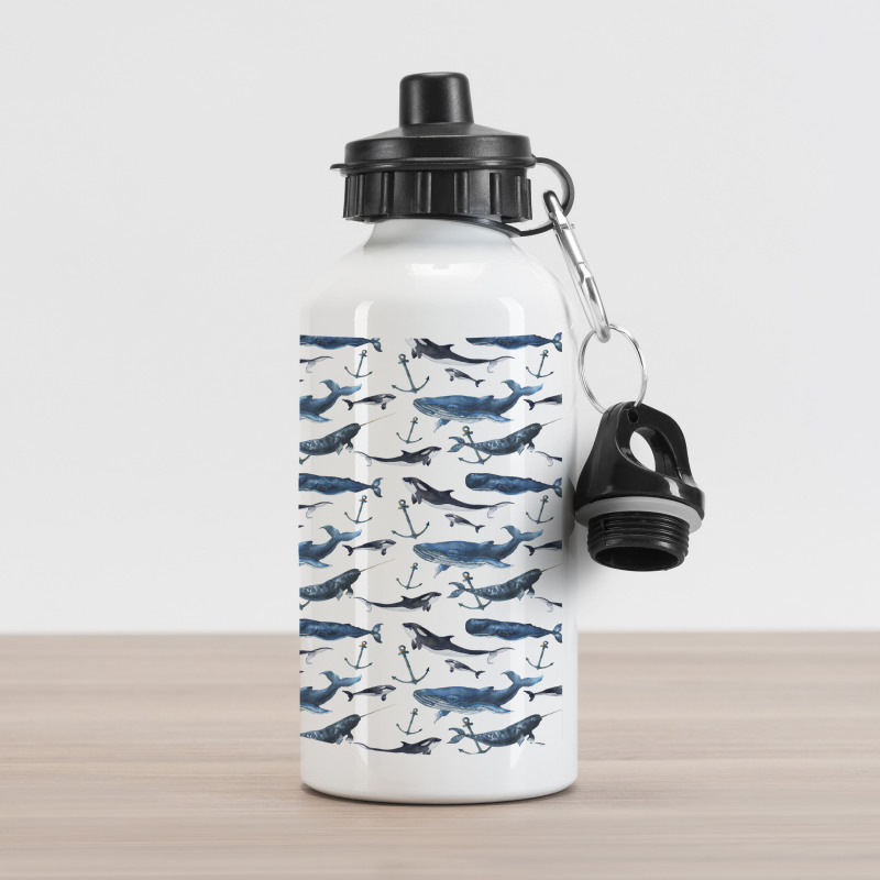 Orcas and Blue Whales Aluminum Water Bottle