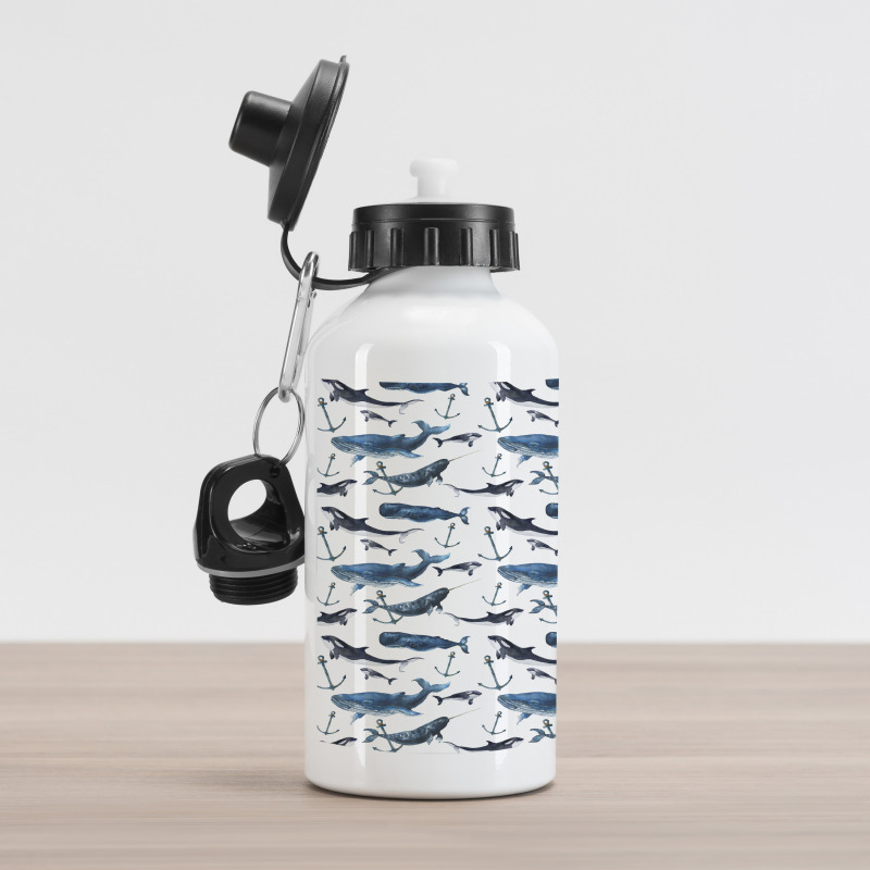 Orcas and Blue Whales Aluminum Water Bottle