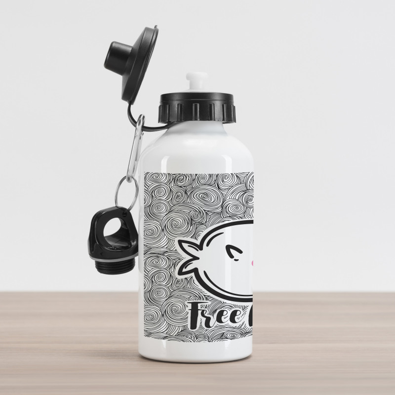 Abstract Whale Motif Aluminum Water Bottle