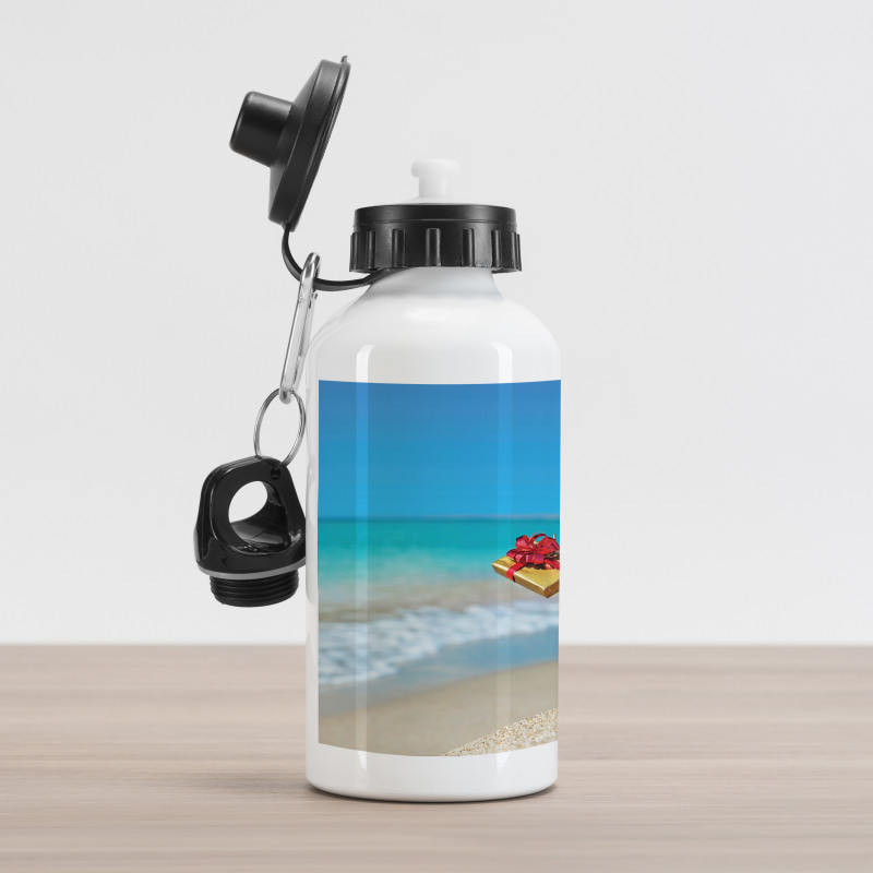 Sand Snowman Santa Hat Aluminum Water Bottle