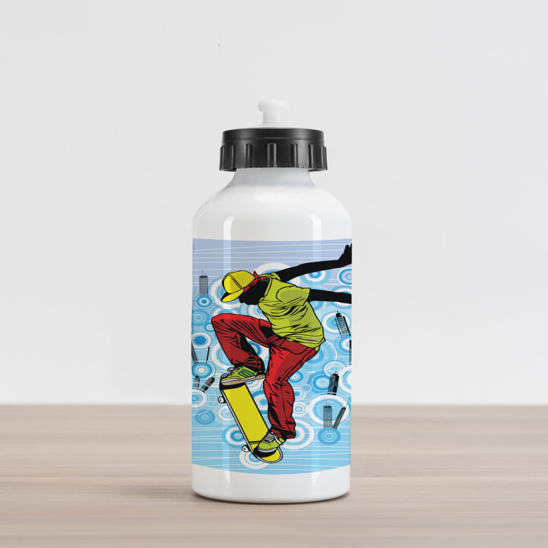 Teenager on Skateboard Aluminum Water Bottle