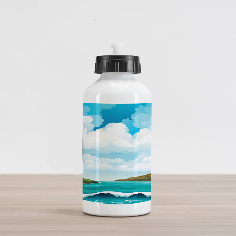 Waves Islands Blue Sky Aluminum Water Bottle