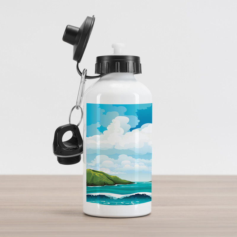 Waves Islands Blue Sky Aluminum Water Bottle