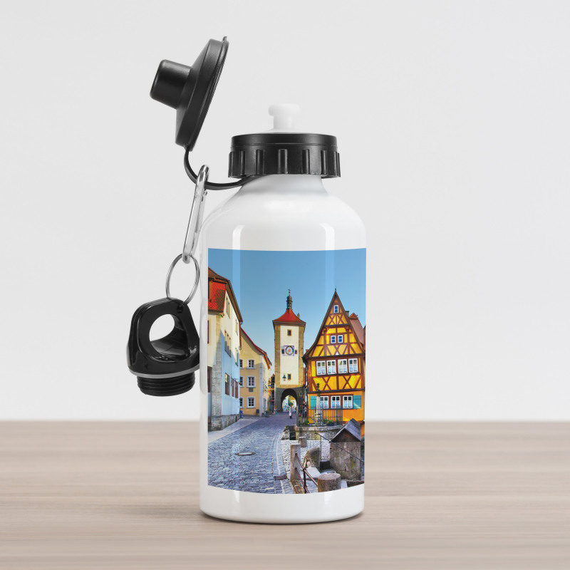 Colorful Street Houses Aluminum Water Bottle