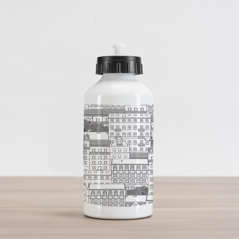 Hand Drawn Houses Town Aluminum Water Bottle
