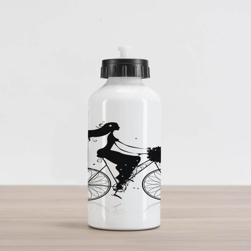 Woman Flowers Aluminum Water Bottle