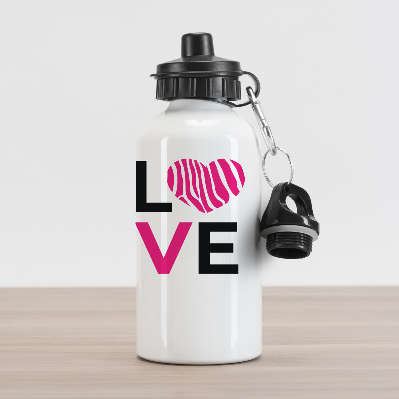 Zebra Stripes Hearts Aluminum Water Bottle