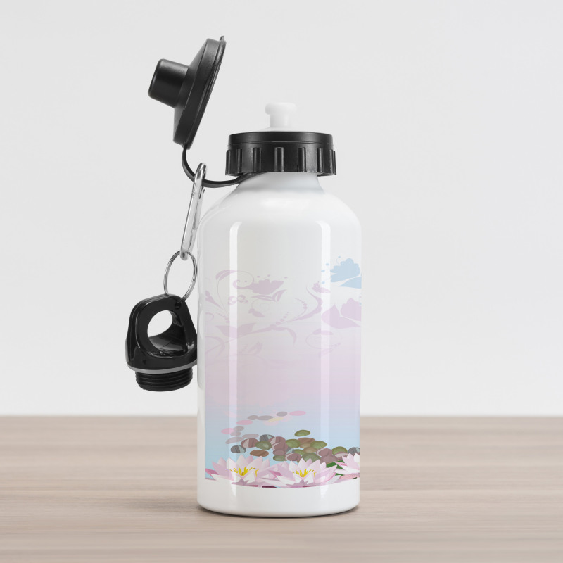 Water Lilies Pattern Aluminum Water Bottle