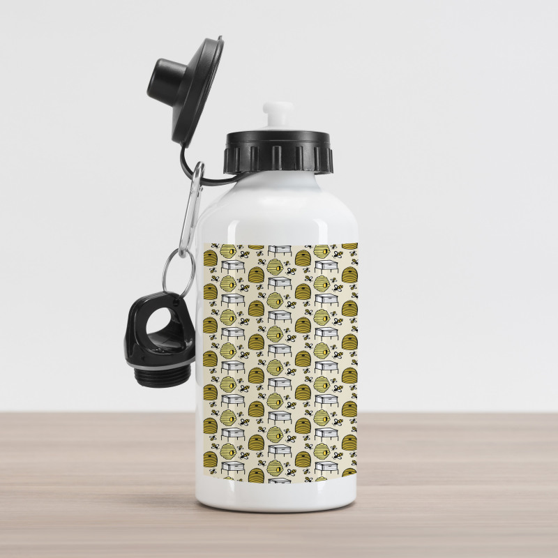 Caricature Bee Hives Rural Aluminum Water Bottle