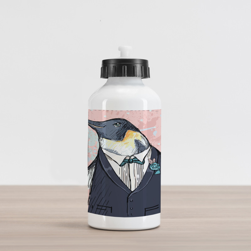 Funny Gentleman Penguin Aluminum Water Bottle