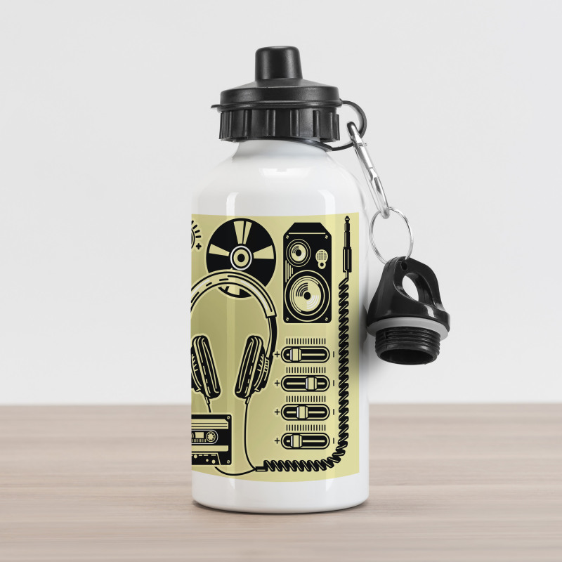 Turntable Headphones Aluminum Water Bottle