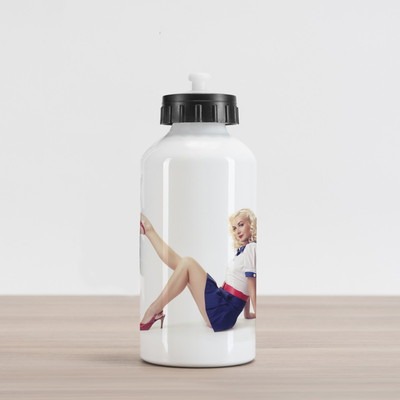 Lady in Navy Dress Aluminum Water Bottle