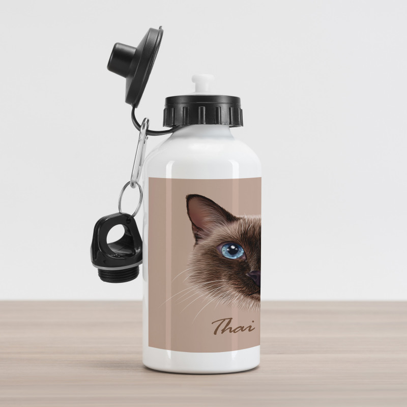 Domestic Animal Siamese Cat Aluminum Water Bottle