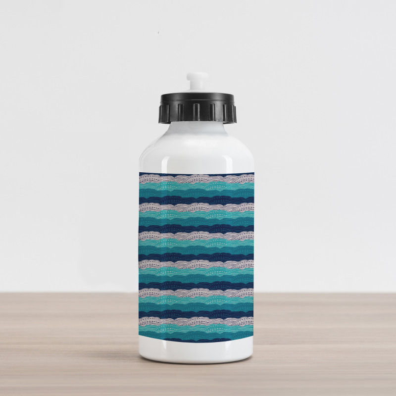 Ornamental Waves in Blue Tones Aluminum Water Bottle