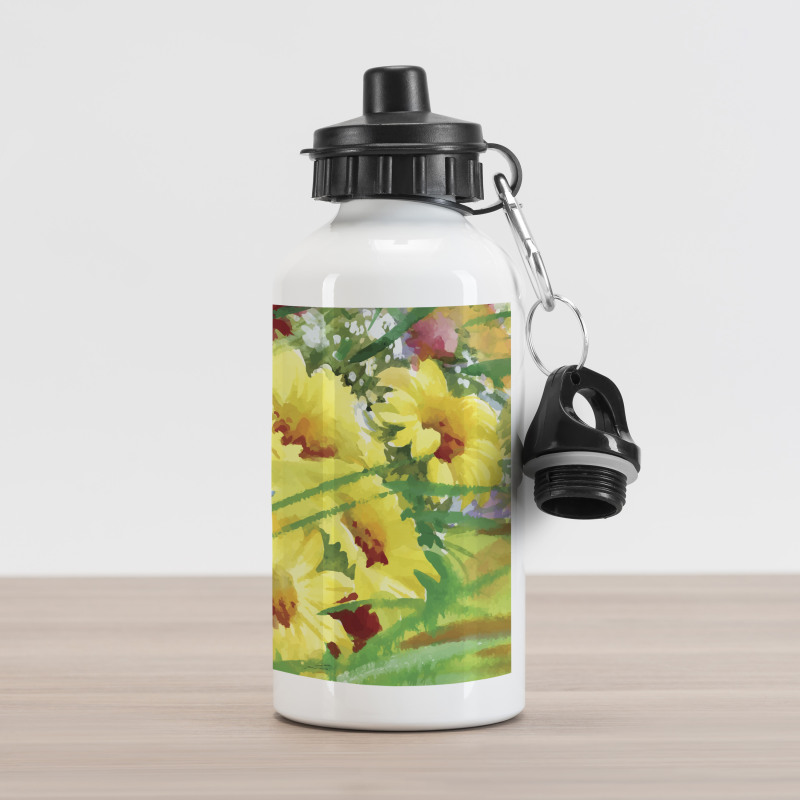 Watercolor Flower Field Aluminum Water Bottle