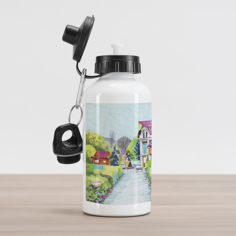 Rural Old Village Houses Aluminum Water Bottle