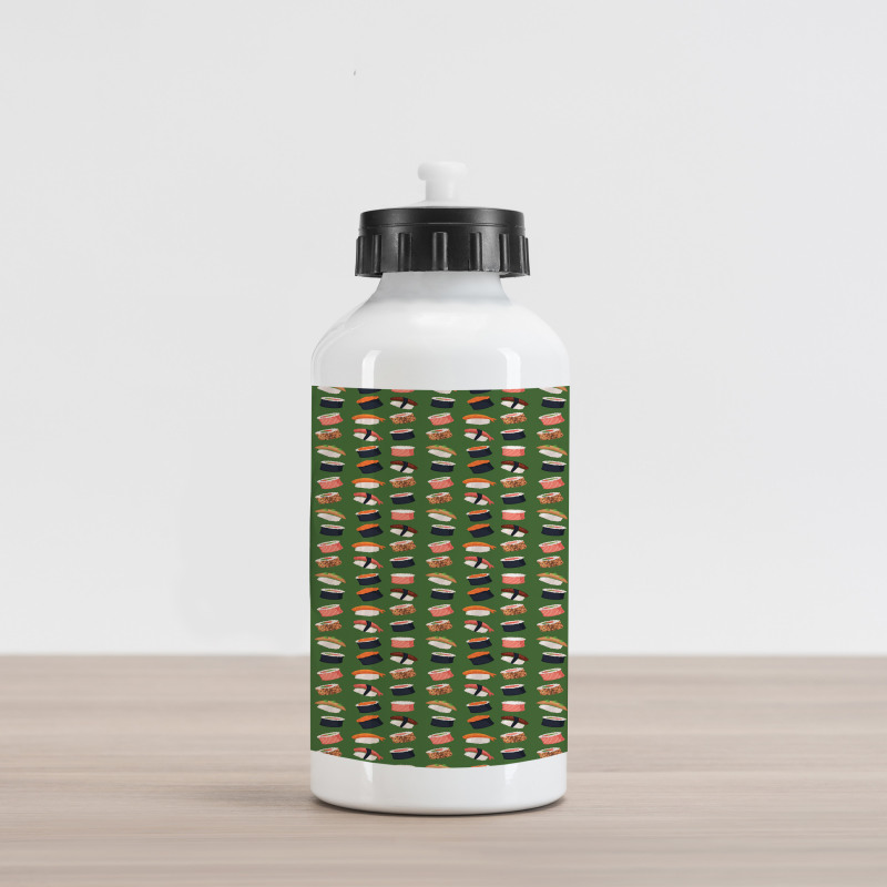 Seafood Rolls on Green Shade Aluminum Water Bottle