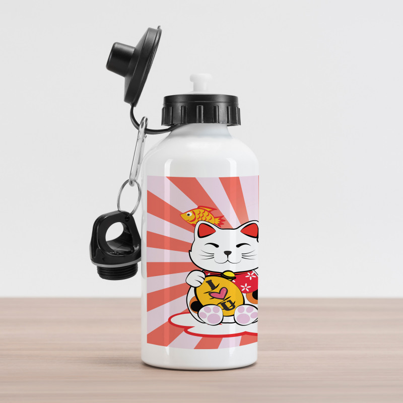 Starburst Lines Cat Aluminum Water Bottle