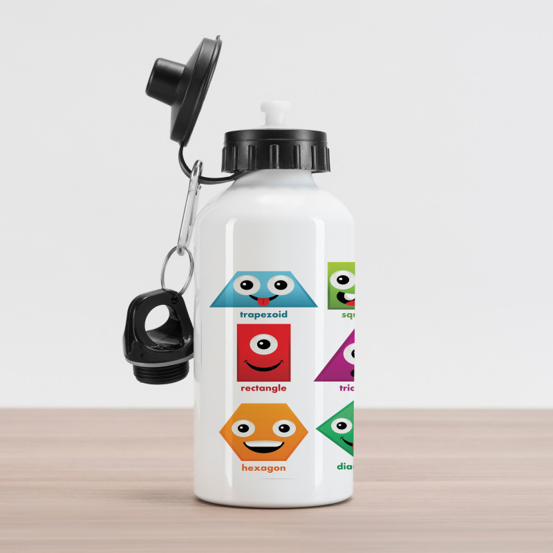 Shapes with Funny Faces Aluminum Water Bottle