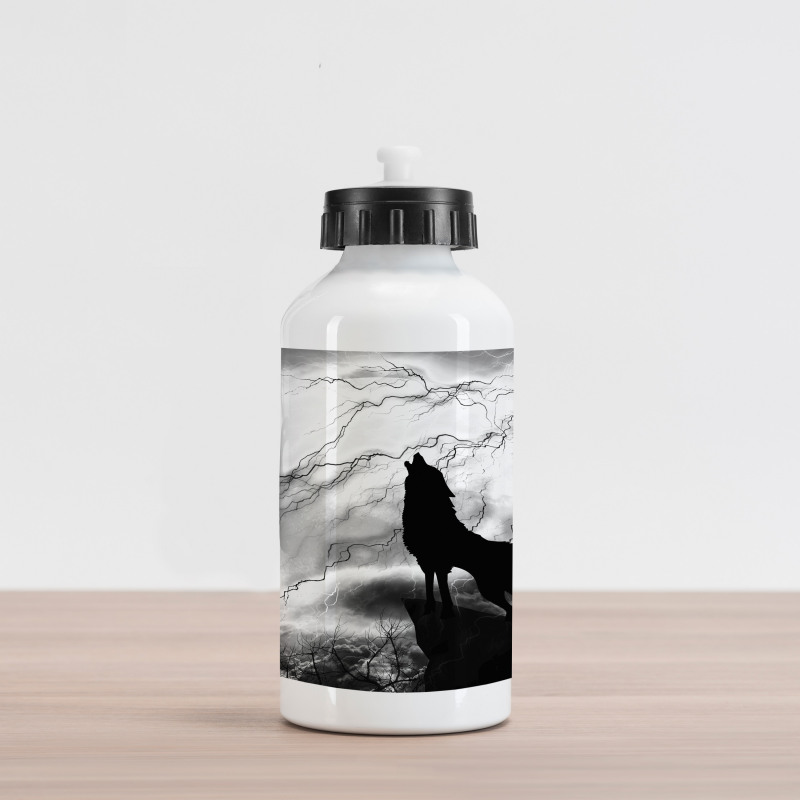 Howling Under Full Moon Aluminum Water Bottle