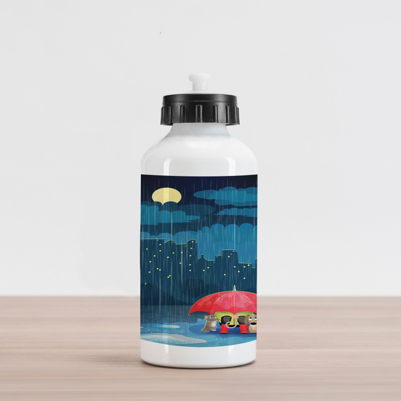 Cartoon Animal under Rain Aluminum Water Bottle