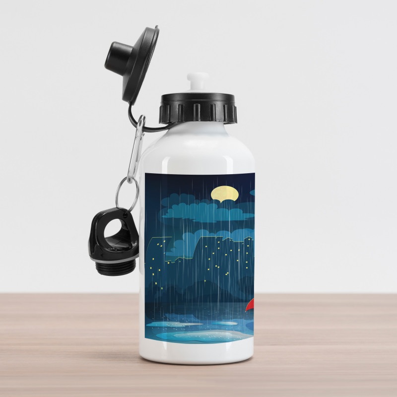 Cartoon Animal under Rain Aluminum Water Bottle