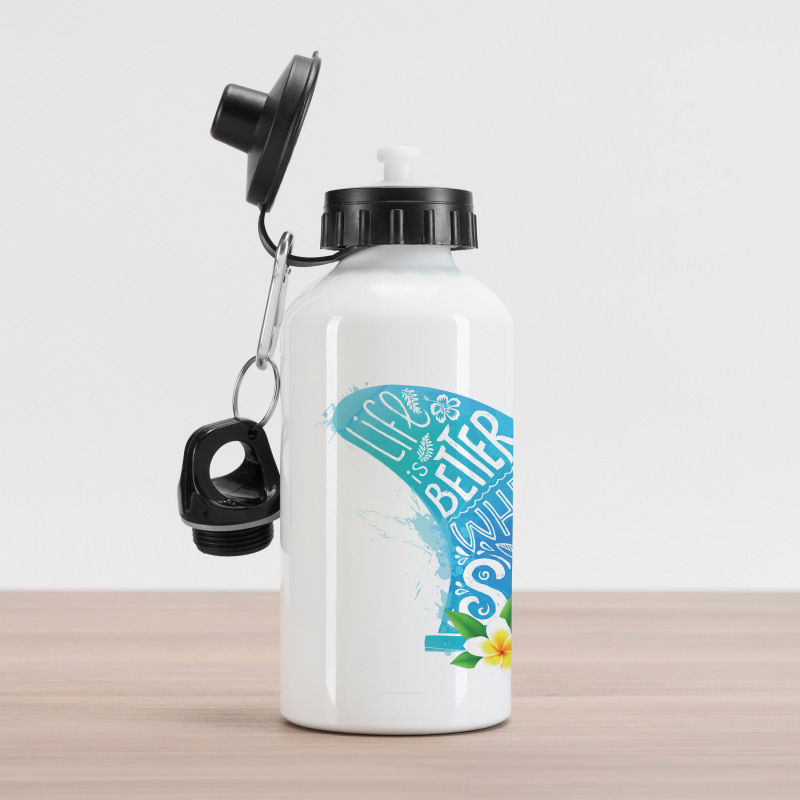 Wave with Bali Flower Aluminum Water Bottle