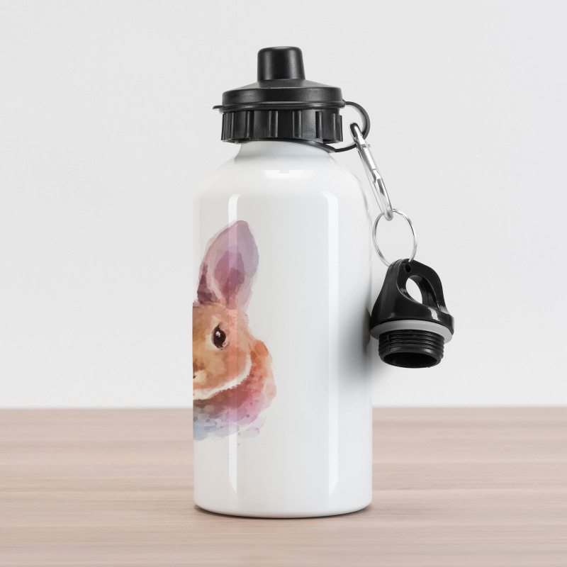Watercolor Art Rabbit Head Aluminum Water Bottle