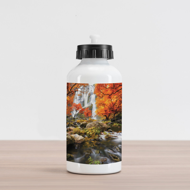 Autumn River Stream on Rocks Aluminum Water Bottle