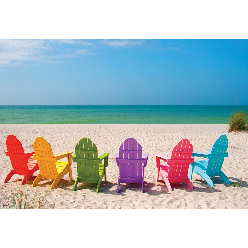 Colorful Wooden Deckchairs Aluminum Water Bottle