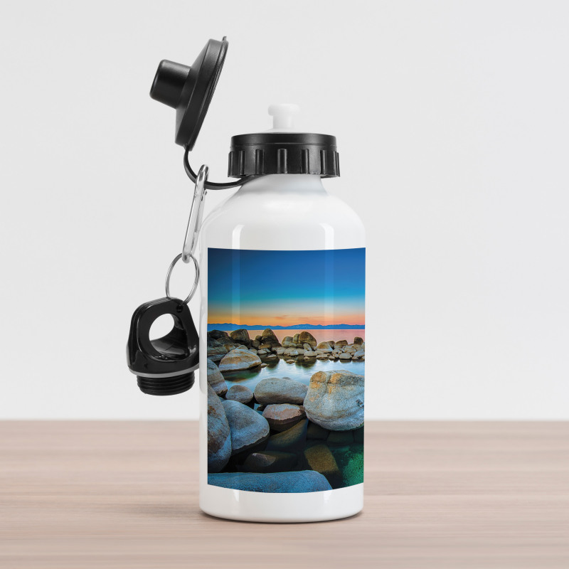 Stones Sunset View over Water Aluminum Water Bottle