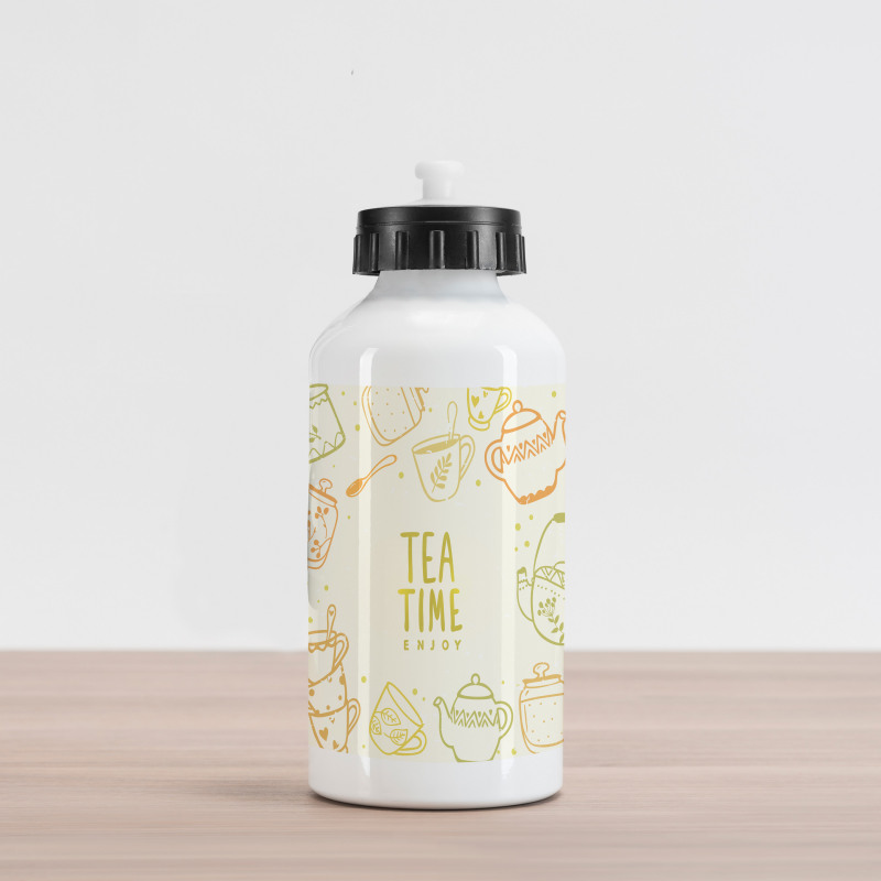 Doodle Kettles and Mugs Aluminum Water Bottle