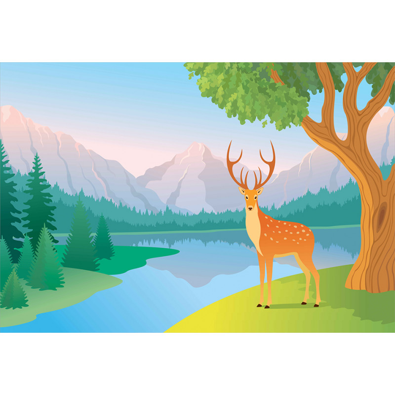 Deer Mountain Landscape Aluminum Water Bottle