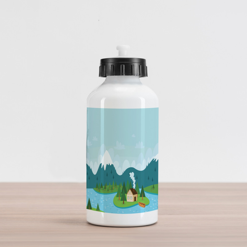 Rural Home Mountains Aluminum Water Bottle