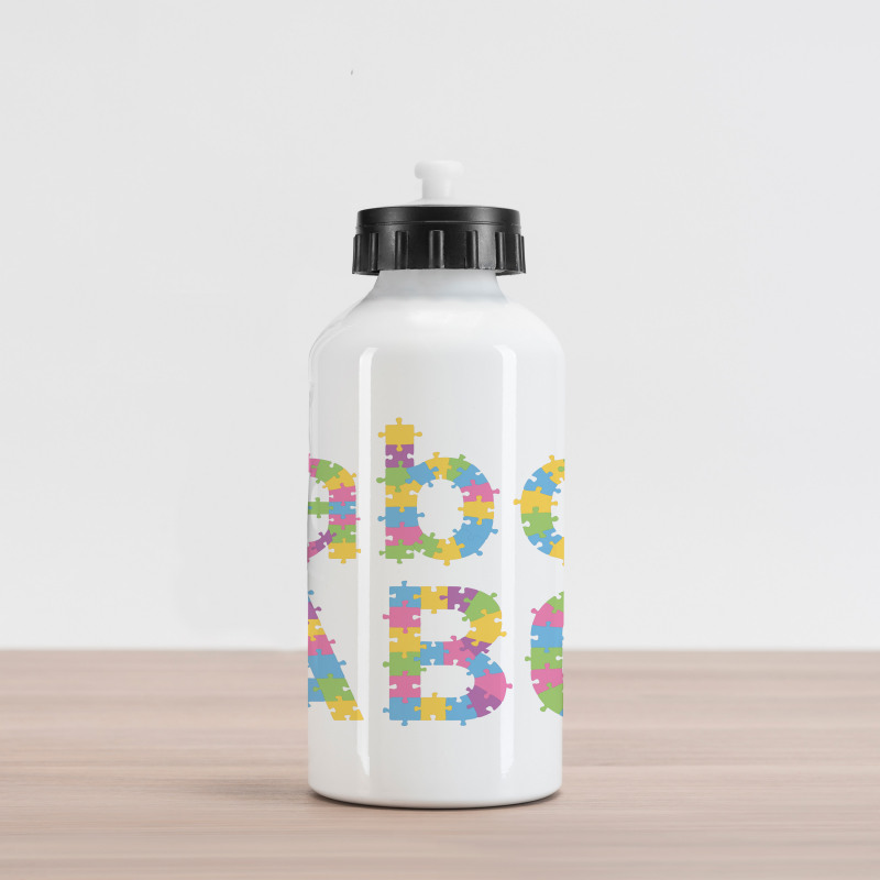 Colorful Jigsaw Letters Aluminum Water Bottle