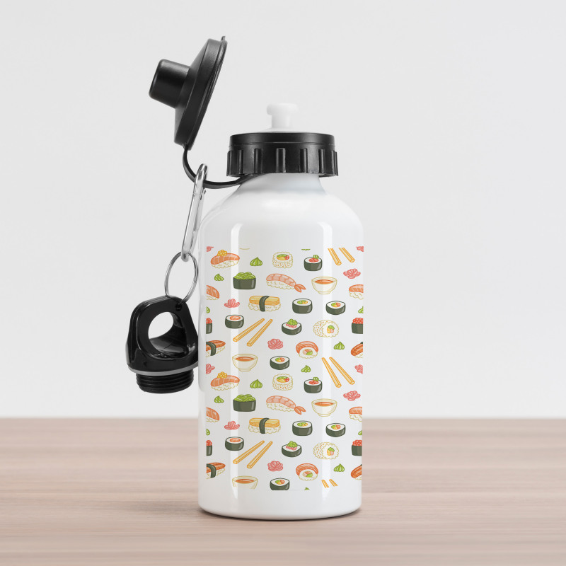 Japanese Cuisine Cartoon Art Aluminum Water Bottle