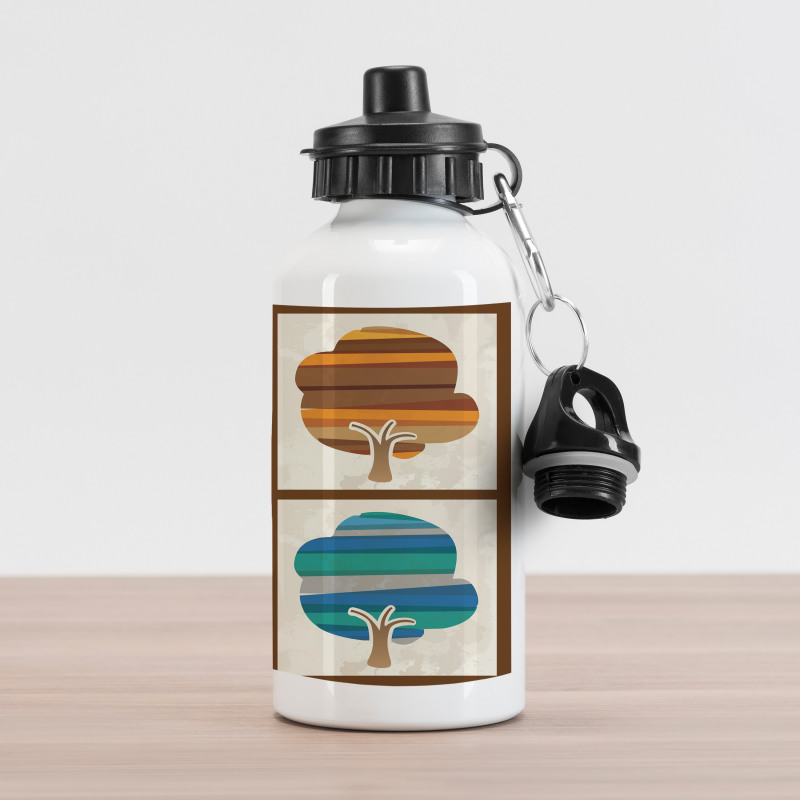 Striped Fall Silhouettes Aluminum Water Bottle