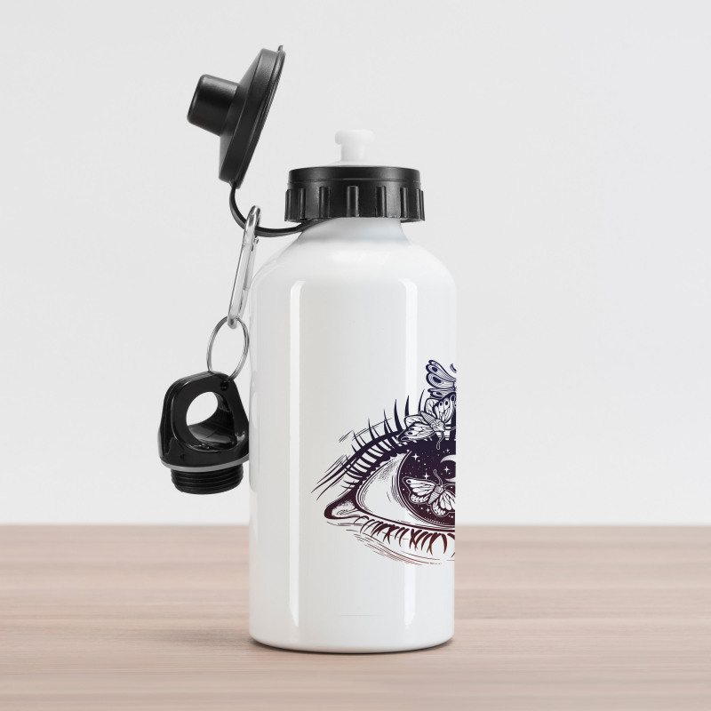 Woman Eye with a Butterfly Aluminum Water Bottle