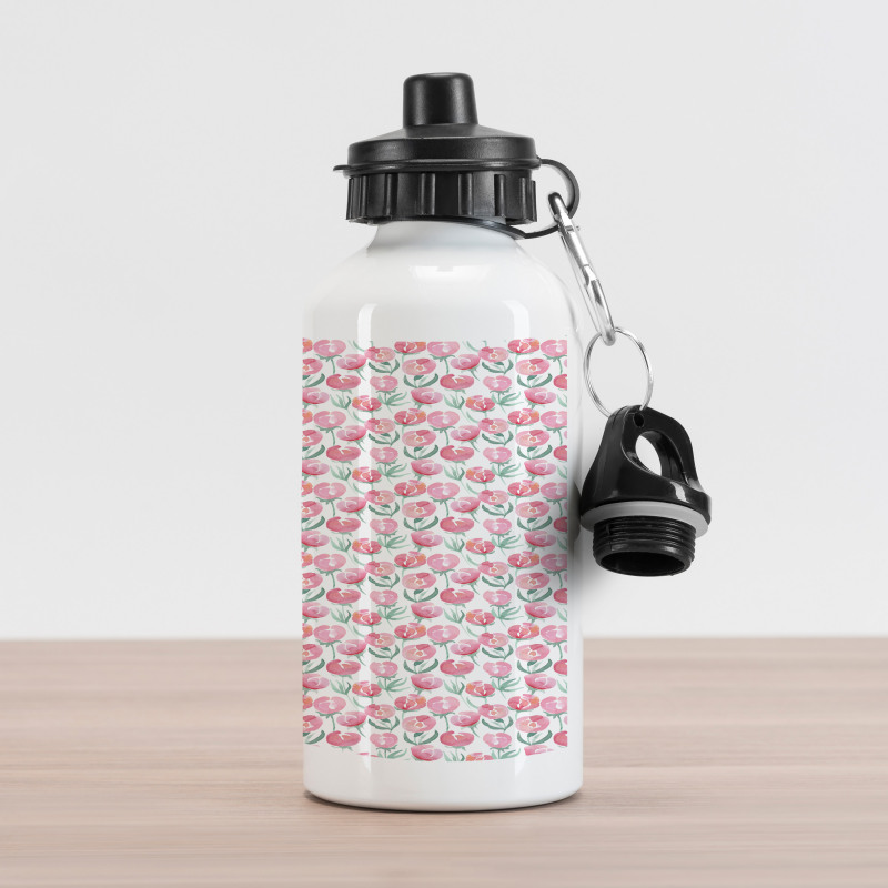 Watercolor Pink Tones Flower Aluminum Water Bottle