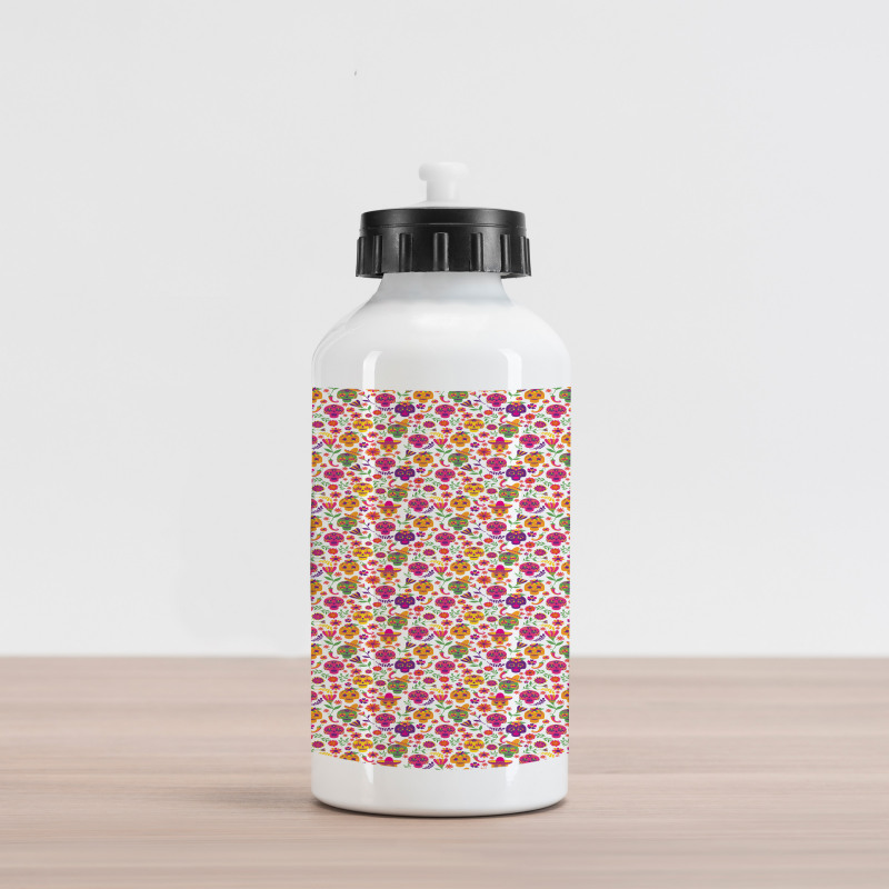 Flowers Calavera Aluminum Water Bottle