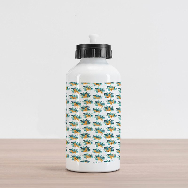 Cheetah Greenery Pattern Aluminum Water Bottle