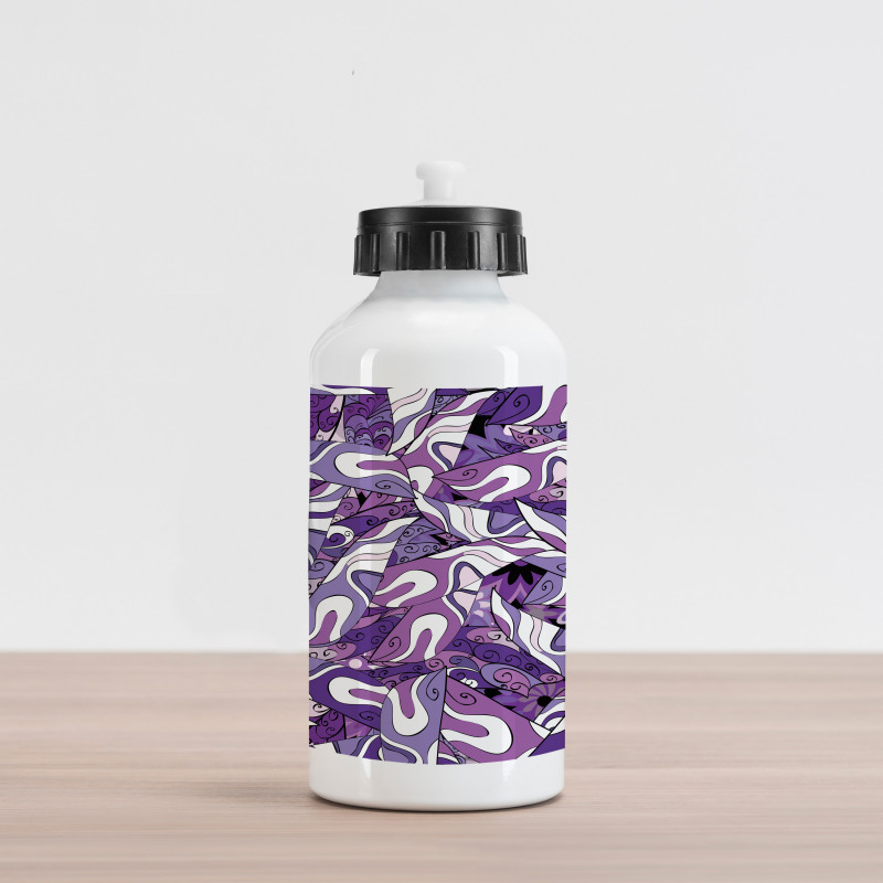 Lilac Strokes Motifs Aluminum Water Bottle